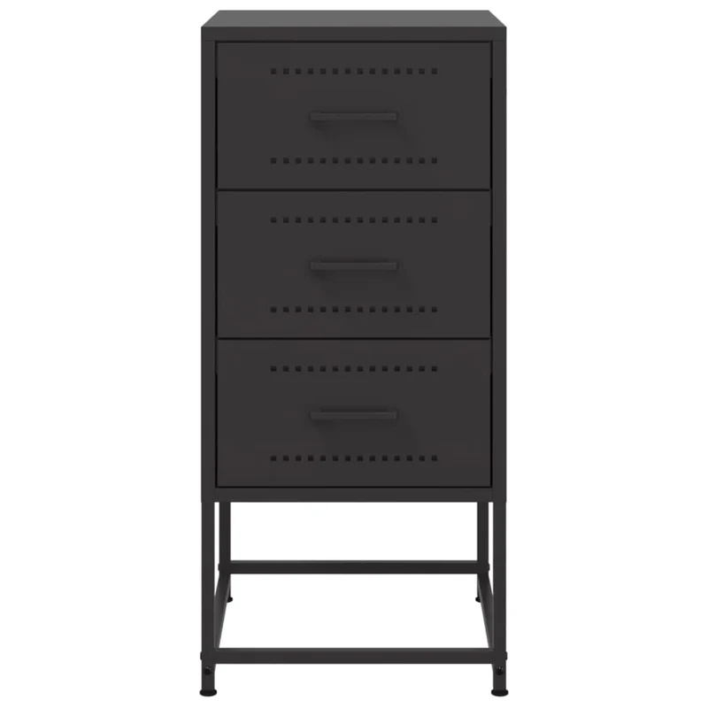 Lot de 2 tables de chevet avec 3 tiroirs 36 x 39 x 78 cm acier noir DEC035491