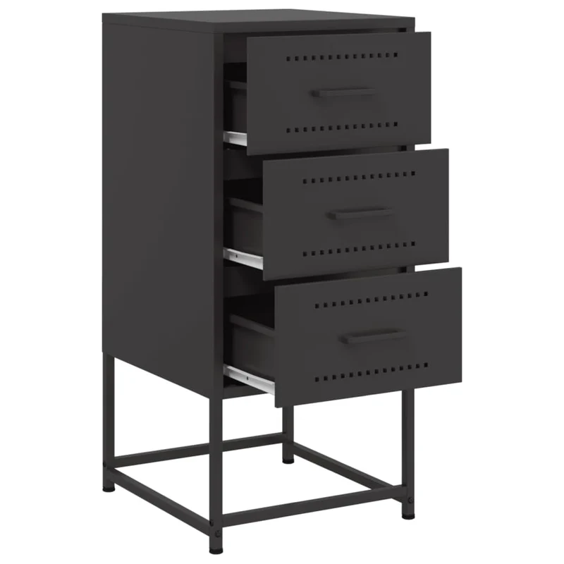 Lot de 2 tables de chevet avec 3 tiroirs 36 x 39 x 78 cm acier noir DEC035491