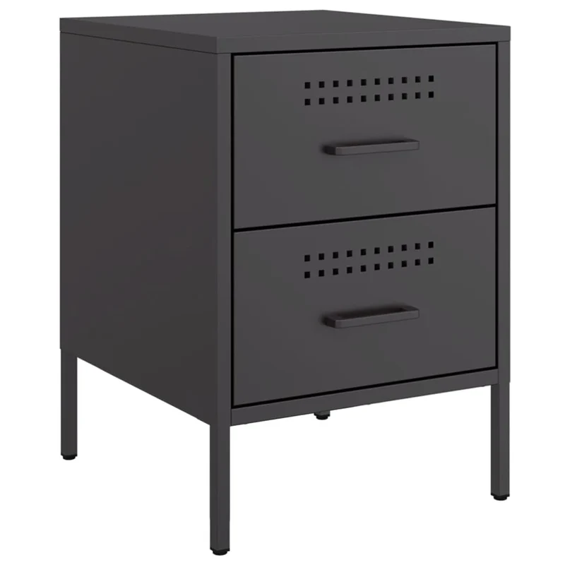 Lot de 2 tables de chevet avec deux tiroirs 36 x 39 x 50,5 cm acier noir DEC035481