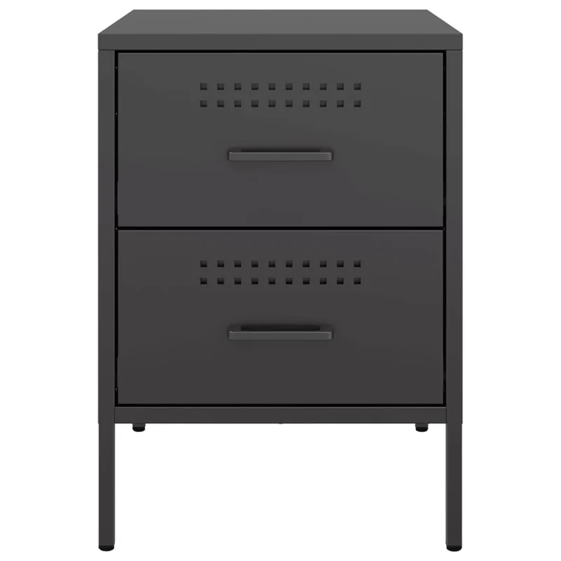 Lot de 2 tables de chevet avec deux tiroirs 36 x 39 x 50,5 cm acier noir DEC035481