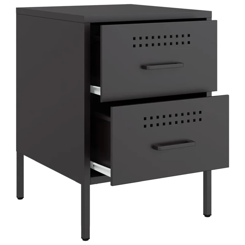 Lot de 2 tables de chevet avec deux tiroirs 36 x 39 x 50,5 cm acier noir DEC035481