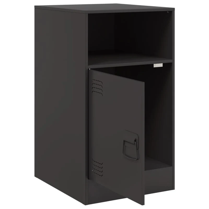 Lot de 2 tables de chevet avec compartiment avec porte 34,5 x 39 x 62 cm acier noir DEC035465