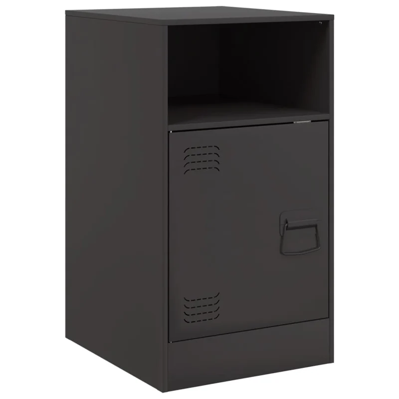 Lot de 2 tables de chevet avec compartiment avec porte 34,5 x 39 x 62 cm acier noir DEC035465