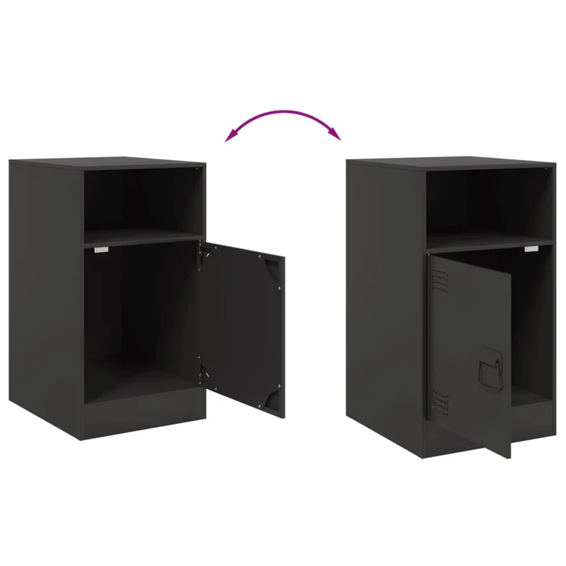 Lot de 2 tables de chevet avec compartiment avec porte 34,5 x 39 x 62 cm acier noir DEC035465