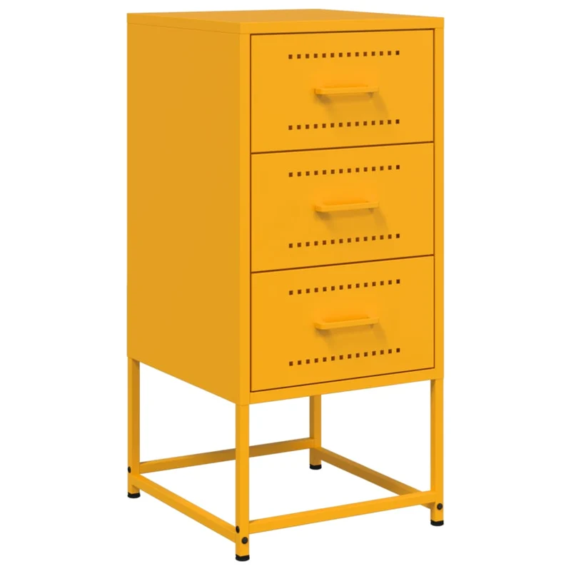 Lot de 2 tables de chevet avec 3 tiroirs 36 x 39 x 78 cm acier jaune moutarde DEC035436