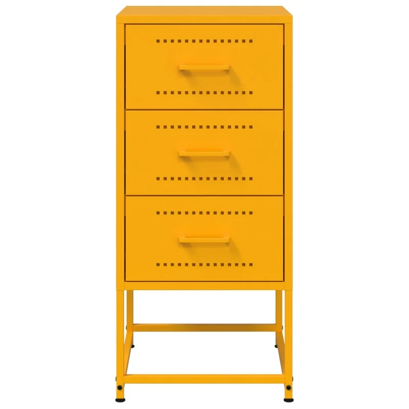 Lot de 2 tables de chevet avec 3 tiroirs 36 x 39 x 78 cm acier jaune moutarde DEC035436