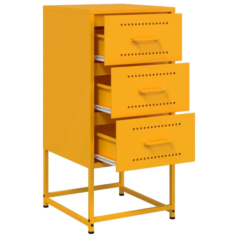 Lot de 2 tables de chevet avec 3 tiroirs 36 x 39 x 78 cm acier jaune moutarde DEC035436