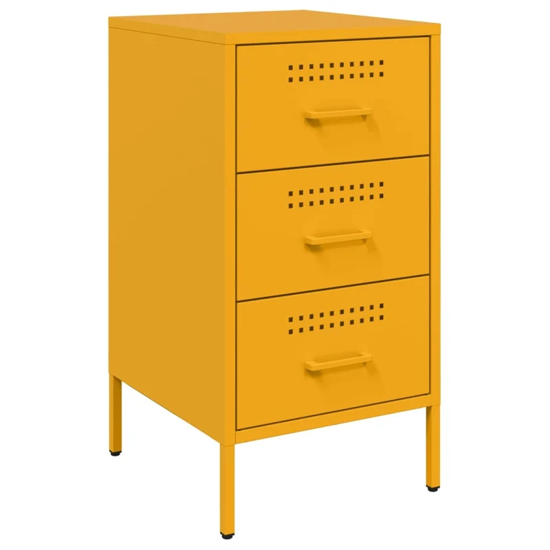 Lot de 2 tables de chevet avec 3 tiroirs 36 x 39 x 68 cm acier jaune moutarde DEC035434