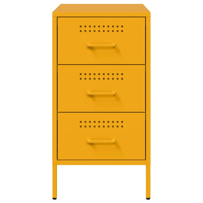 Lot de 2 tables de chevet avec 3 tiroirs 36 x 39 x 68 cm acier jaune moutarde DEC035434