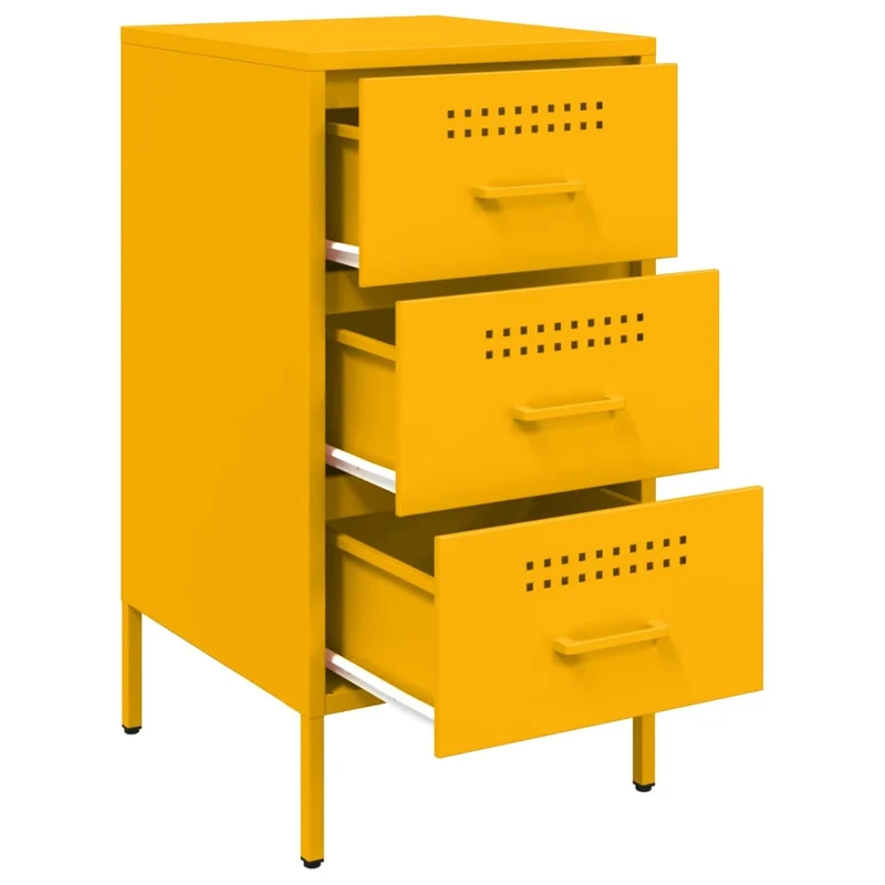 Lot de 2 tables de chevet avec 3 tiroirs 36 x 39 x 68 cm acier jaune moutarde DEC035434