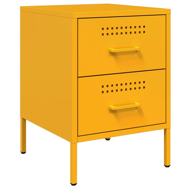 Lot de 2 tables de chevet avec deux tiroirs 36 x 39 x 50,5 cm acier jaune moutarde DEC035427