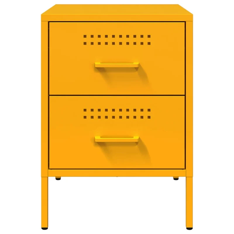 Lot de 2 tables de chevet avec deux tiroirs 36 x 39 x 50,5 cm acier jaune moutarde DEC035427