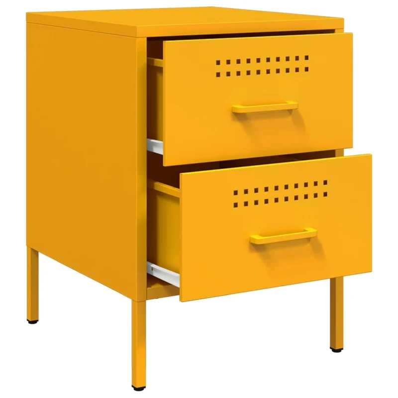 Lot de 2 tables de chevet avec deux tiroirs 36 x 39 x 50,5 cm acier jaune moutarde DEC035427