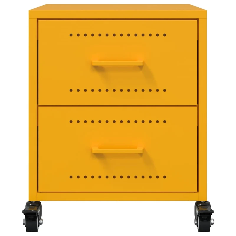 Lot de 2 tables de chevet sur roulettes avec deux tiroirs 36 x 39 x 43,5 cm acier jaune DEC035425