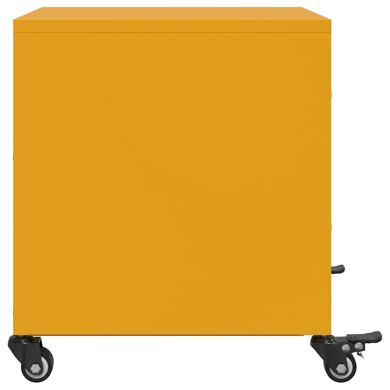 Lot de 2 tables de chevet sur roulettes avec deux tiroirs 36 x 39 x 43,5 cm acier jaune DEC035425