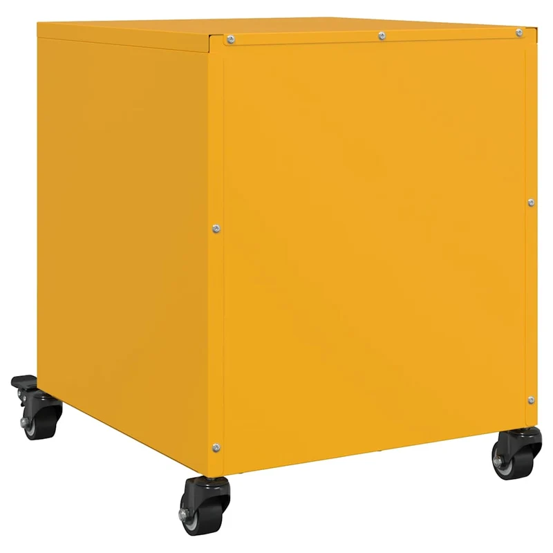 Lot de 2 tables de chevet sur roulettes avec deux tiroirs 36 x 39 x 43,5 cm acier jaune DEC035425