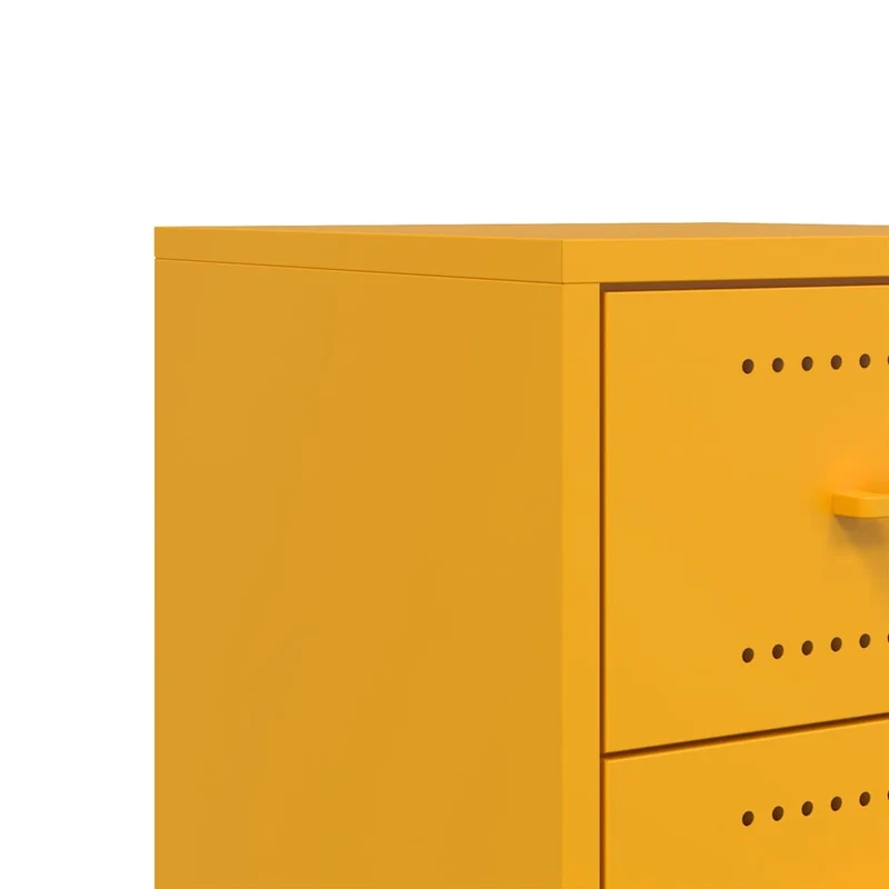 Lot de 2 tables de chevet sur roulettes avec deux tiroirs 36 x 39 x 43,5 cm acier jaune DEC035425