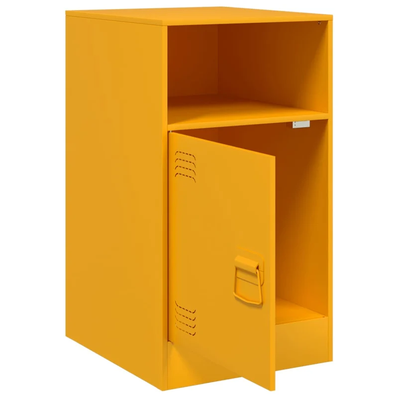 Lot de 2 tables de chevet avec compartiment ouvert et avec porte 34,5 x 39 x 62 cm acier jaune DEC035421