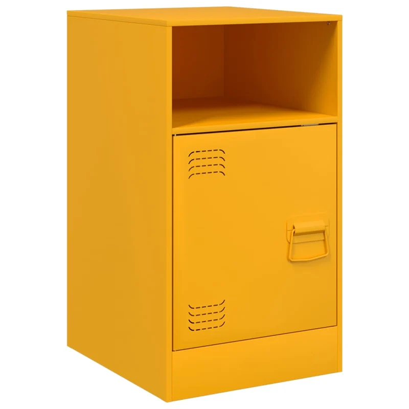 Lot de 2 tables de chevet avec compartiment ouvert et avec porte 34,5 x 39 x 62 cm acier jaune DEC035421