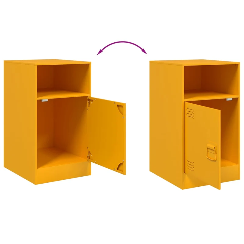 Lot de 2 tables de chevet avec compartiment ouvert et avec porte 34,5 x 39 x 62 cm acier jaune DEC035421