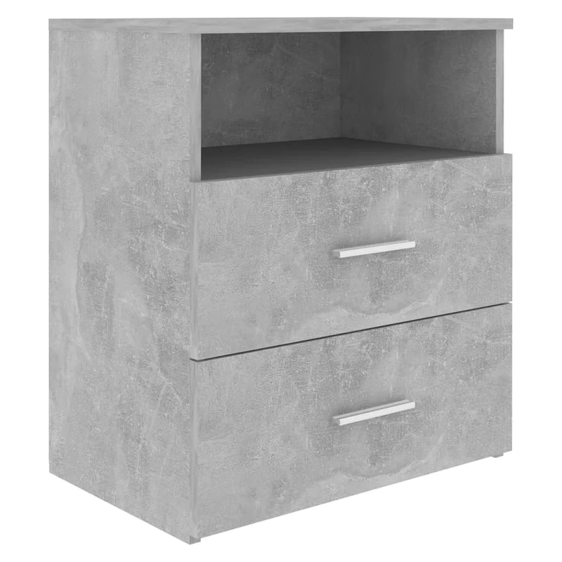 Lot de 2 tables de chevet avec deux tiroirs et compartiment ouvert 50 x 32 x 60 cm bois d'ingénierie gris DEC035403