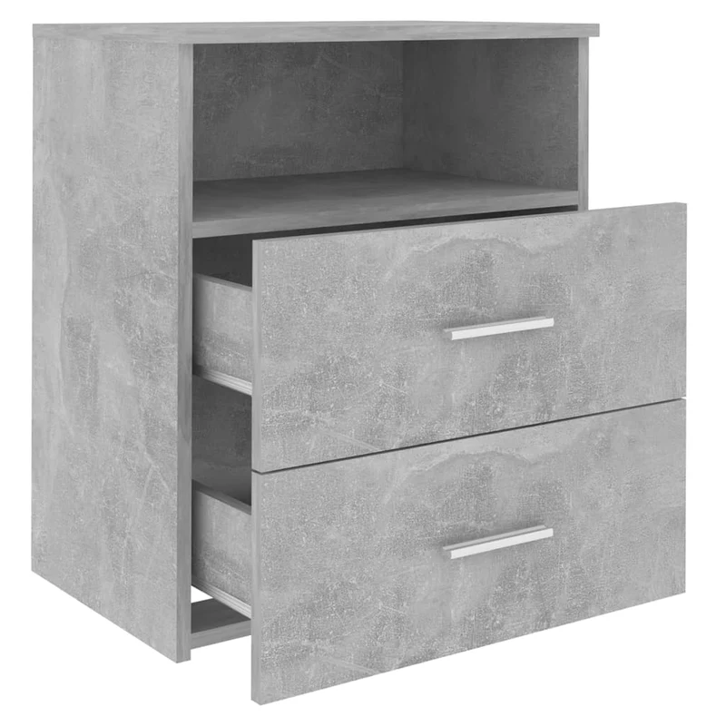 Lot de 2 tables de chevet avec deux tiroirs et compartiment ouvert 50 x 32 x 60 cm bois d'ingénierie gris DEC035403