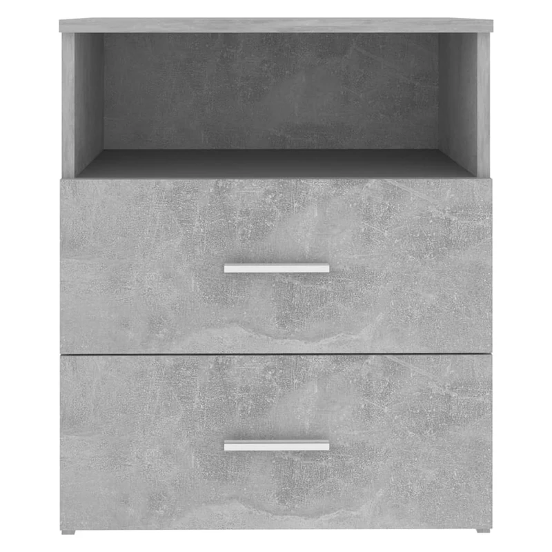 Lot de 2 tables de chevet avec deux tiroirs et compartiment ouvert 50 x 32 x 60 cm bois d'ingénierie gris DEC035403