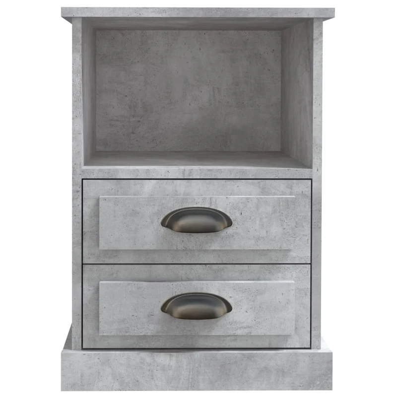 Lot de 2 tables de chevet avec deux tiroirs et compartiment ouvert 43 x 36 x 60 cm bois d'ingénierie gris DEC035400