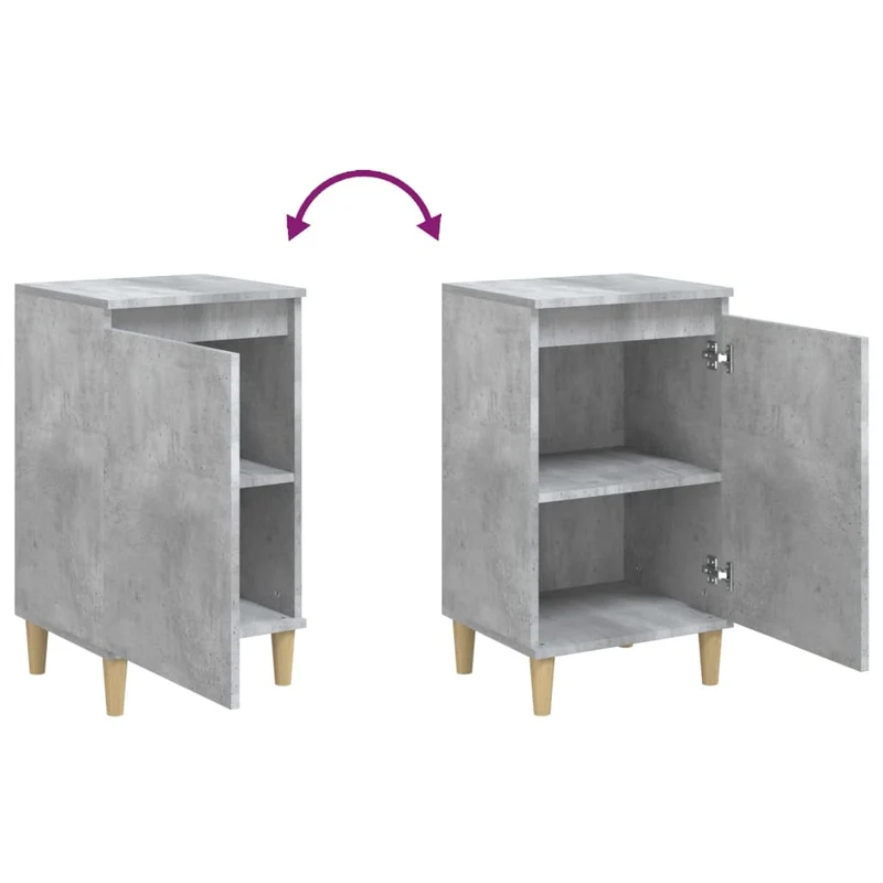 Lot de 2 tables de chevet avec étagères avec porte 40 x 35 x 70 cm bois d'ingénierie gris DEC035385