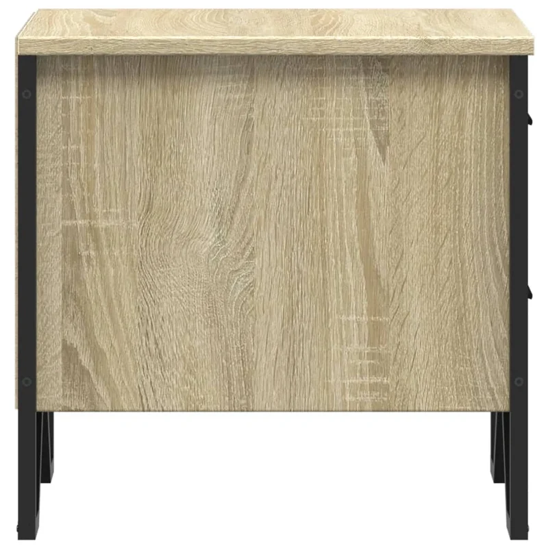Lot de 2 tables de chevet avec deux tiroirs 40 x 41 x 40 cm bois ingénierie couleur chêne et métal DEC035280
