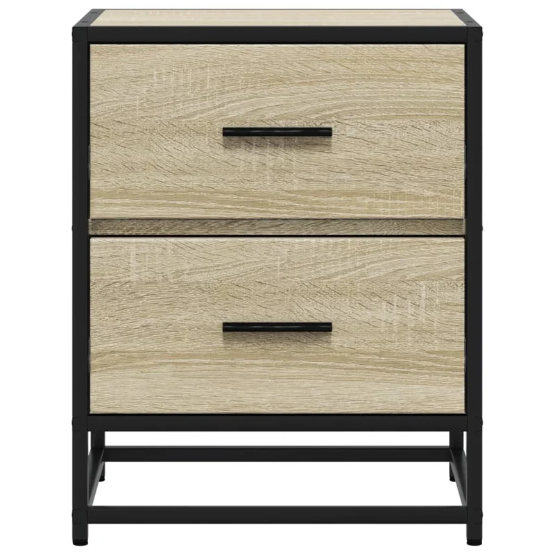 Lot de 2 tables de chevet avec deux tiroirs 40 x 31 x 50 cm bois ingénierie couleur chêne et acier DEC035230