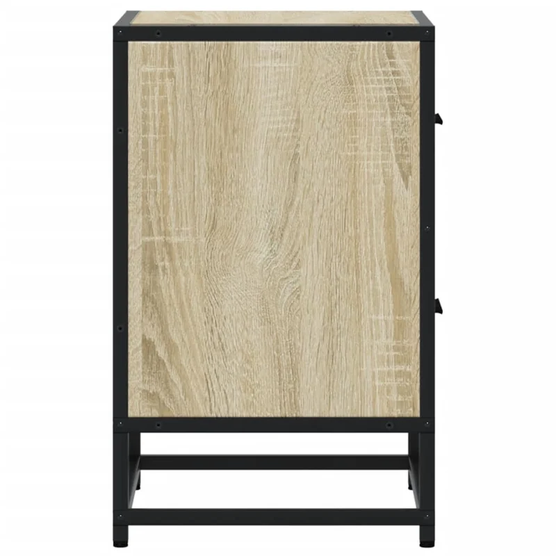 Lot de 2 tables de chevet avec deux tiroirs 40 x 31 x 50 cm bois ingénierie couleur chêne et acier DEC035230