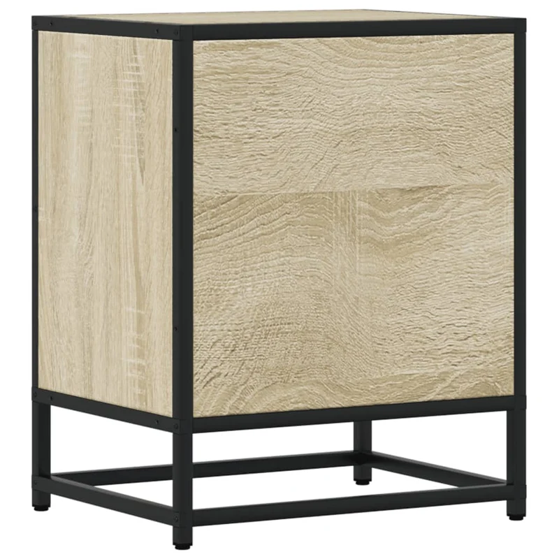 Lot de 2 tables de chevet avec deux tiroirs 40 x 31 x 50 cm bois ingénierie couleur chêne et acier DEC035230