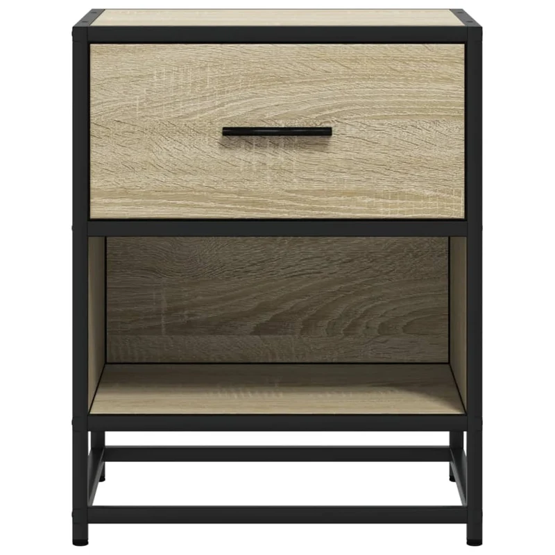 Lot de 2 tables de chevet avec tiroir et compartiment ouvert 40 x 31 x 50 cm bois ingénierie couleur chêne et acier DEC035229