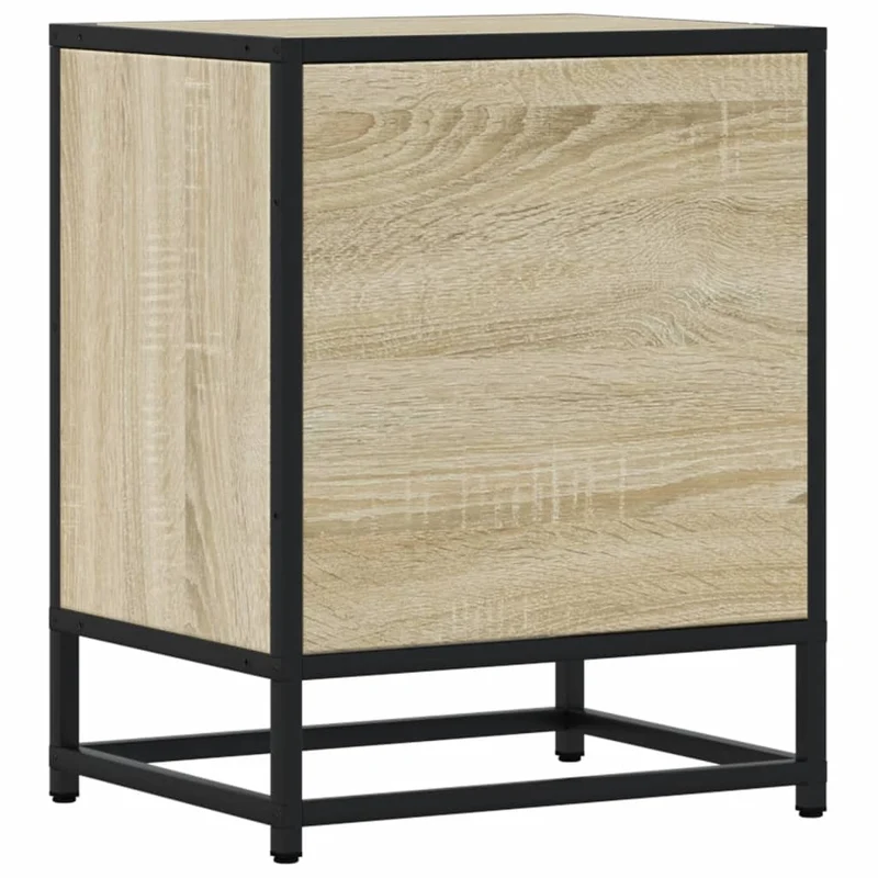 Lot de 2 tables de chevet avec tiroir et compartiment ouvert 40 x 31 x 50 cm bois ingénierie couleur chêne et acier DEC035229