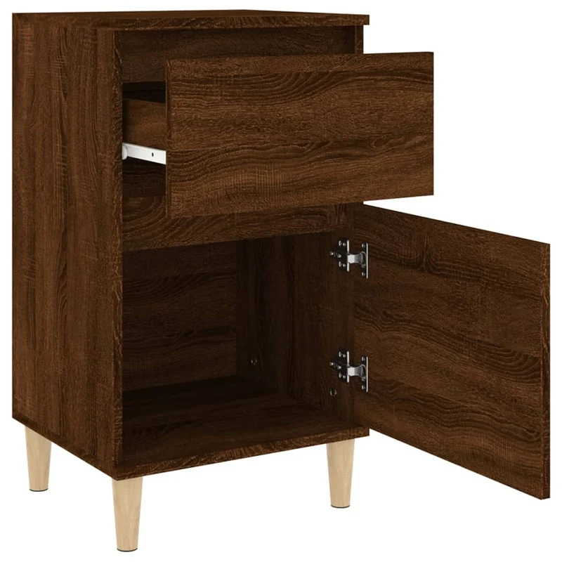 Lot de 2 tables de chevet avec tiroir et compartiment avec porte 40 x 35 x 70 cm bois d'ingénierie marron DEC035198