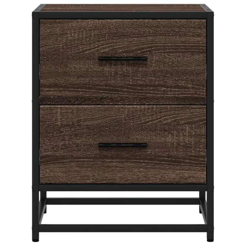 Lot de 2 tables de chevet avec deux tiroirs 40 x 31 x 50 cm bois ingénierie marron et acier DEC035162