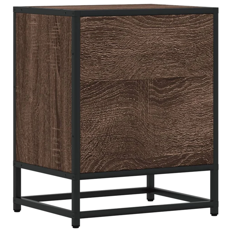 Lot de 2 tables de chevet avec deux tiroirs 40 x 31 x 50 cm bois ingénierie marron et acier DEC035162