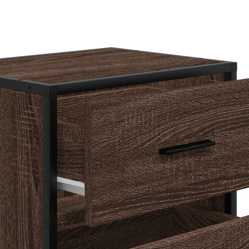 Lot de 2 tables de chevet avec deux tiroirs 40 x 31 x 50 cm bois ingénierie marron et acier DEC035162