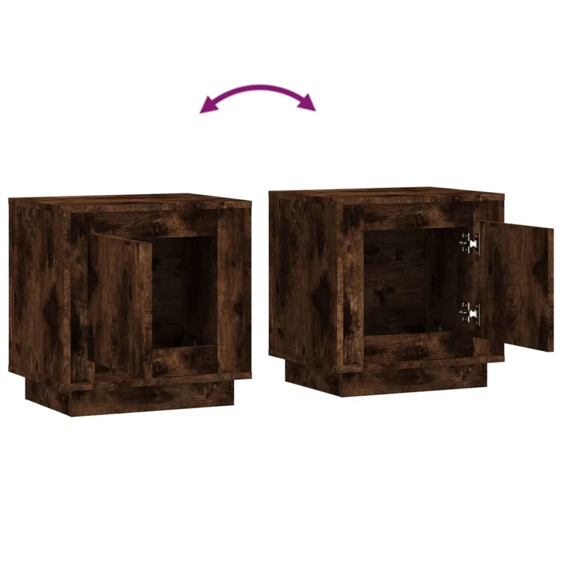 Lot de 2 tables de chevet avec compartiment avec porte 44 x 35 x 45 cm bois d'ingénierie marron DEC035141