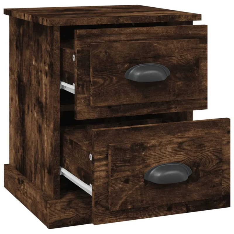 Lot de 2 tables de chevet avec deux tiroirs 39 x 39 x 47,5 cm bois ingénierie marron DEC035070