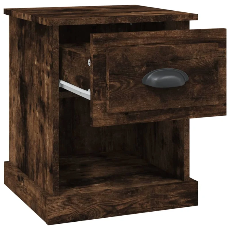 Lot de 2 tables de chevet avec tiroir et compartiment ouvert 39 x 39 x 47,5 cm bois ingénierie marron DEC035069