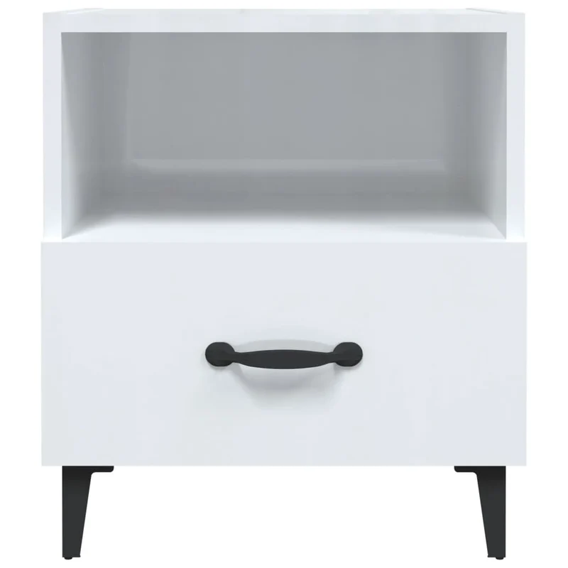 Lot de 2 tables de chevet avec tiroir et compartiment ouvert 40 x 35 x 47,5 cm en bois d'ingénierie blanc brilliant DEC035040