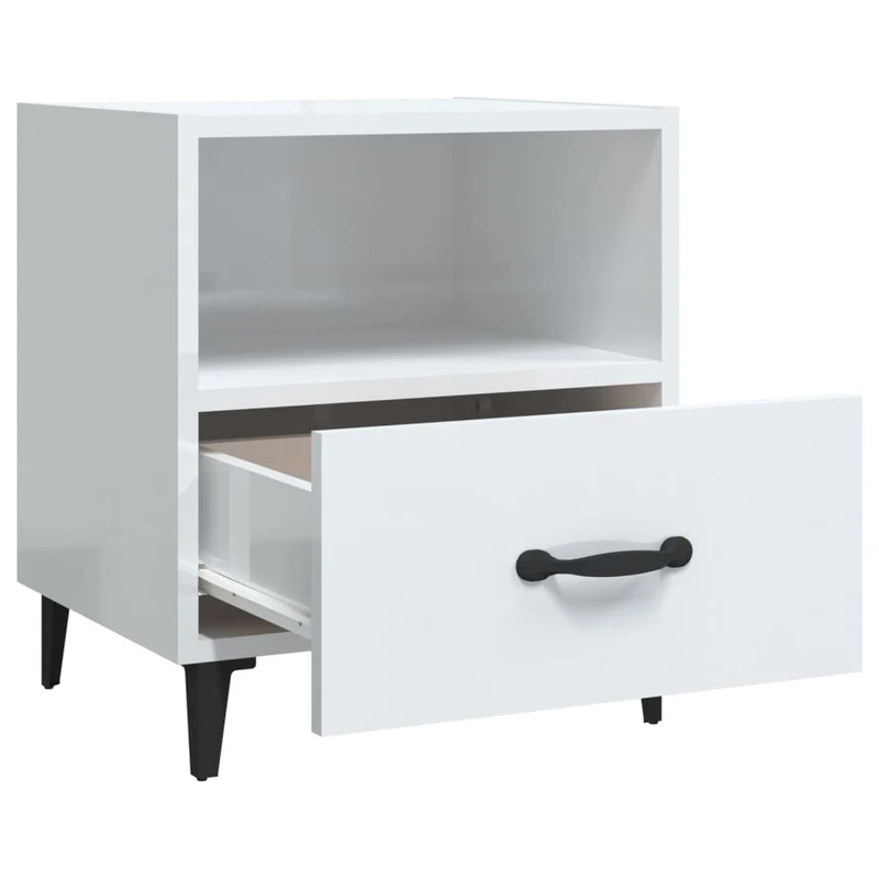 Lot de 2 tables de chevet avec tiroir et compartiment ouvert 40 x 35 x 47,5 cm en bois d'ingénierie blanc brilliant DEC035040