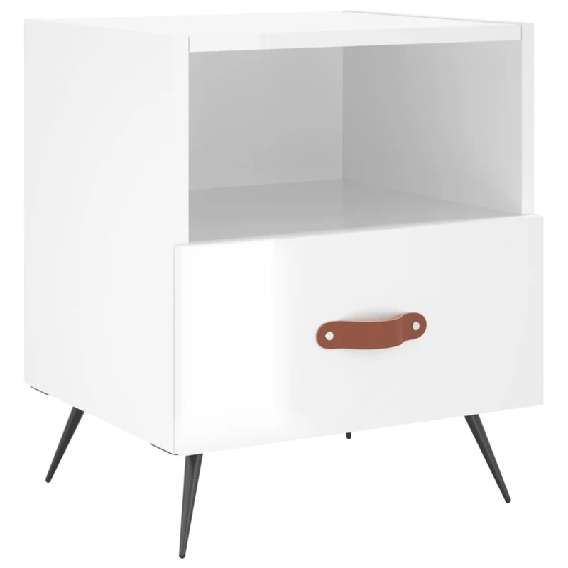 Lot de 2 tables de chevet avec tiroir et compartiment ouvert 40 x 35 x 47,5 cm bois d'ingénierie blanc brilliant DEC034992