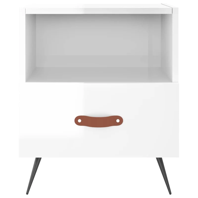 Lot de 2 tables de chevet avec tiroir et compartiment ouvert 40 x 35 x 47,5 cm bois d'ingénierie blanc brilliant DEC034992