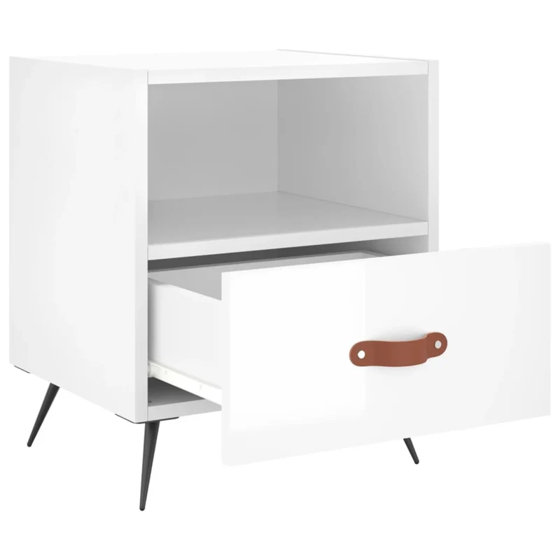 Lot de 2 tables de chevet avec tiroir et compartiment ouvert 40 x 35 x 47,5 cm bois d'ingénierie blanc brilliant DEC034992
