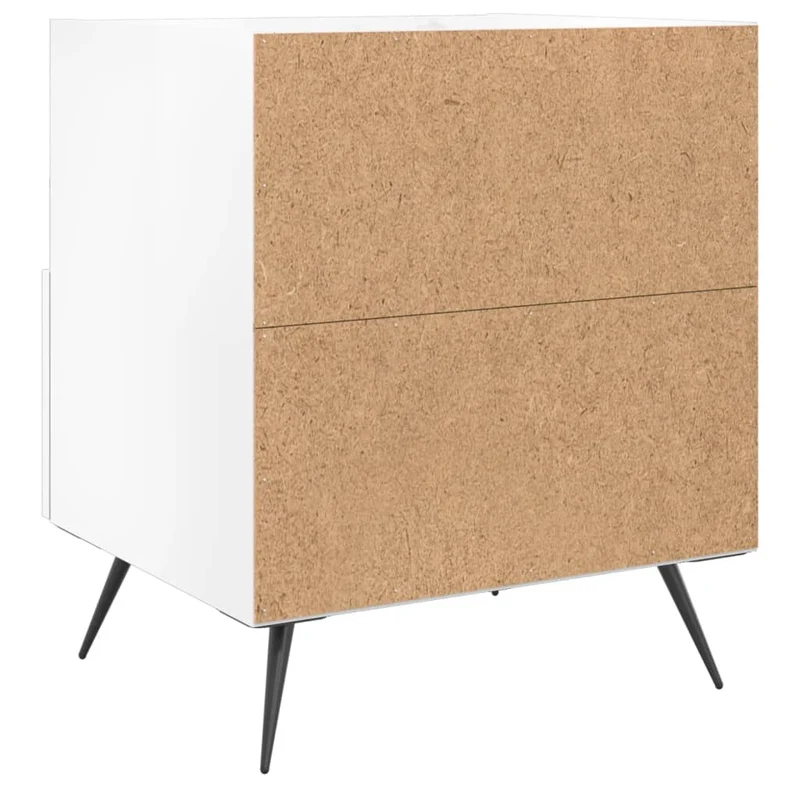 Lot de 2 tables de chevet avec tiroir et compartiment ouvert 40 x 35 x 47,5 cm bois d'ingénierie blanc brilliant DEC034992
