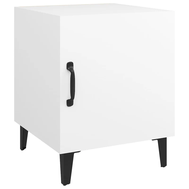 Lot de 2 tables de chevet avec compartiment avec porte 40 x 40 x 50 cm bois d'ingénierie blanc DEC034981