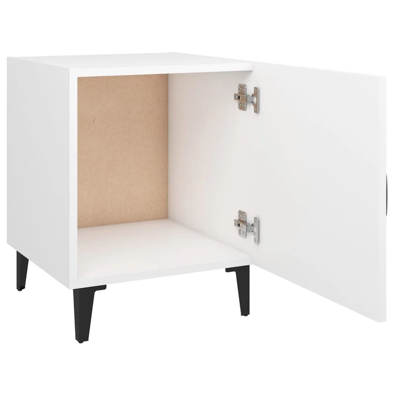 Lot de 2 tables de chevet avec compartiment avec porte 40 x 40 x 50 cm bois d'ingénierie blanc DEC034981